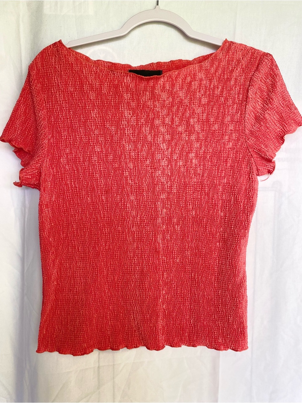 Connected Apparel Women's stretch Textured Boat Neck Cap Sleeve Blouse, Medium